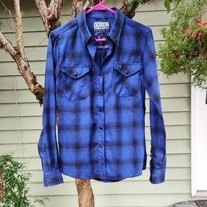 DIXXON Women's Black and Blue Plaid Shirt